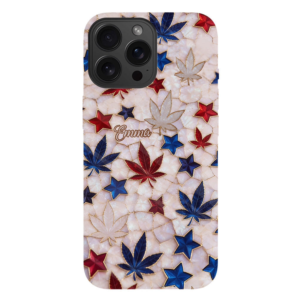 Red White Blue Magic Leaf - Personalized Weed Full Print Phone Case