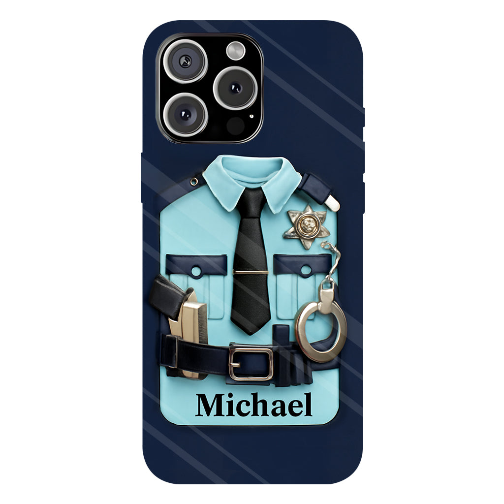 Officer, Police Uniform, Badge and Handcuffs - Personalized Police Officer Full Print Phone Case