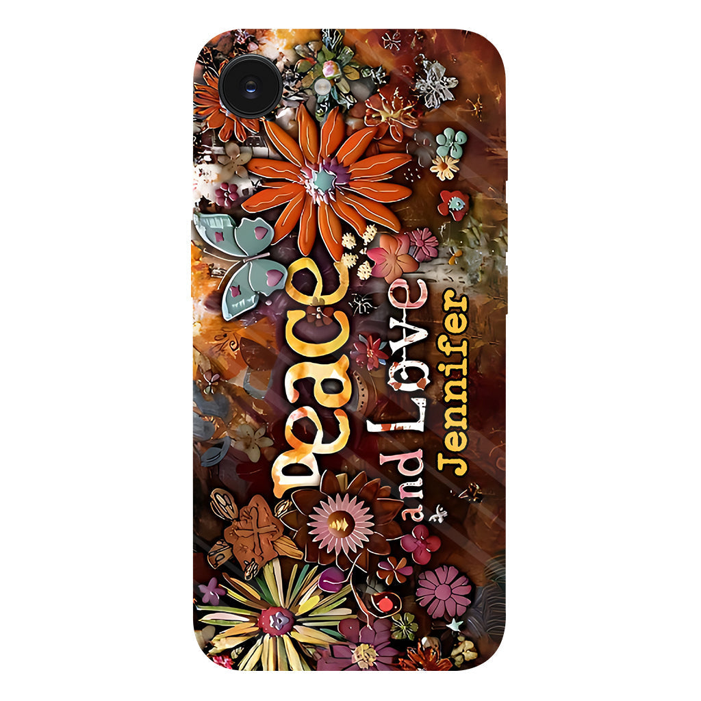 Peace And Love - Personalized Hippie Full Print Phone Case