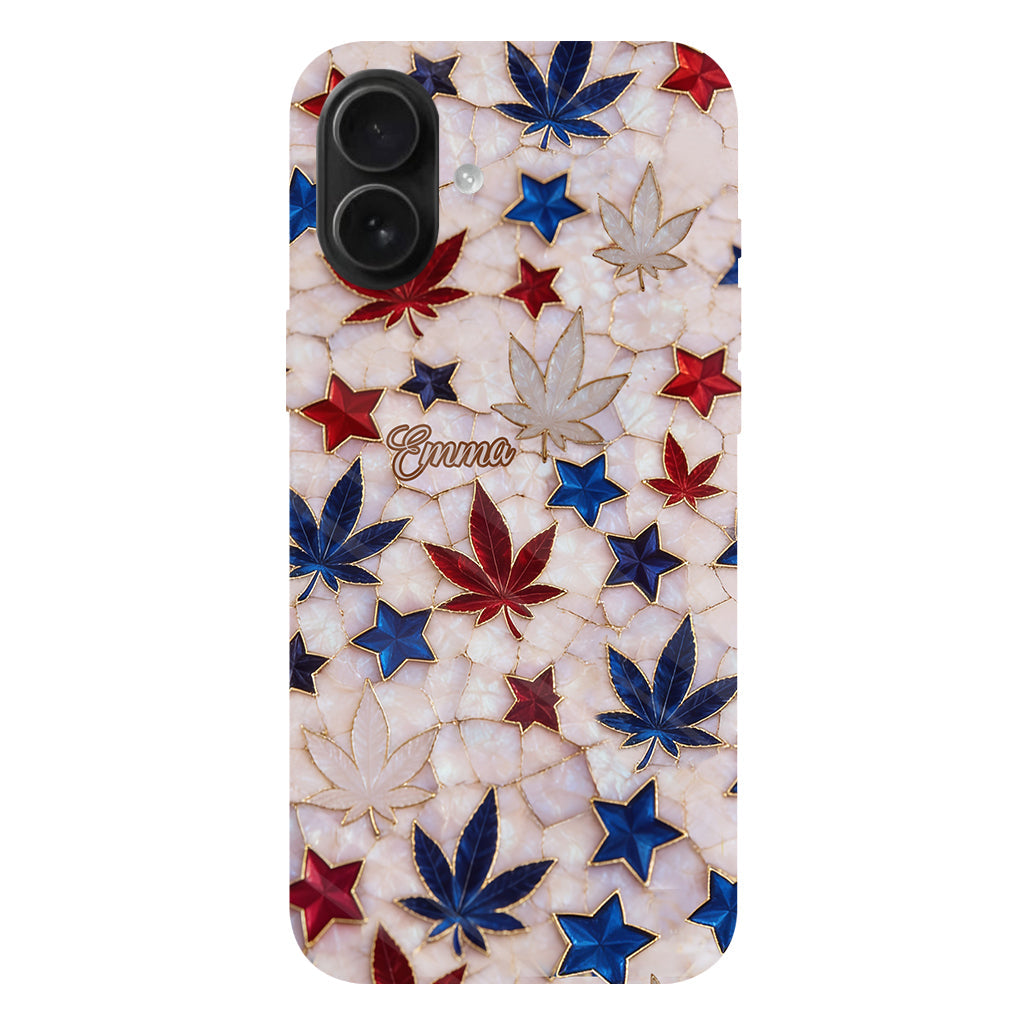 Red White Blue Magic Leaf - Personalized Weed Full Print Phone Case